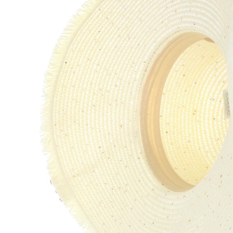 Fashion, accesorii si bijuterii - Femei - Accesorii femei - Caciuli si palarii femei - Palarie de soare, dama, bor 12 cm, Buticcochet, one size, model cu paiete, Crem - PAL1784 - Infinity.ro