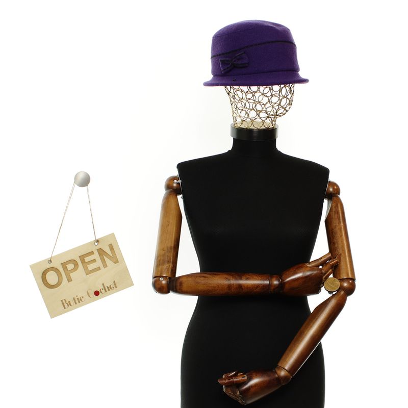 Fashion, accesorii si bijuterii - Femei - Accesorii femei - Caciuli si palarii femei - Palarie dama, bir mic, din lana si polimida, Demi, marime 56-58, Mov - PAL1858 - Infinity.ro