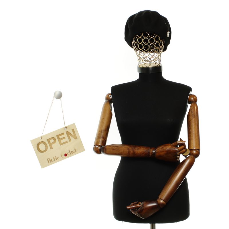 Fashion, accesorii si bijuterii - Femei - Accesorii femei - Caciuli si palarii femei - Bereta de dama, Buticcochet, din lana si acril, model cu perle, one size, Negru - BSC769 - Infinity.ro