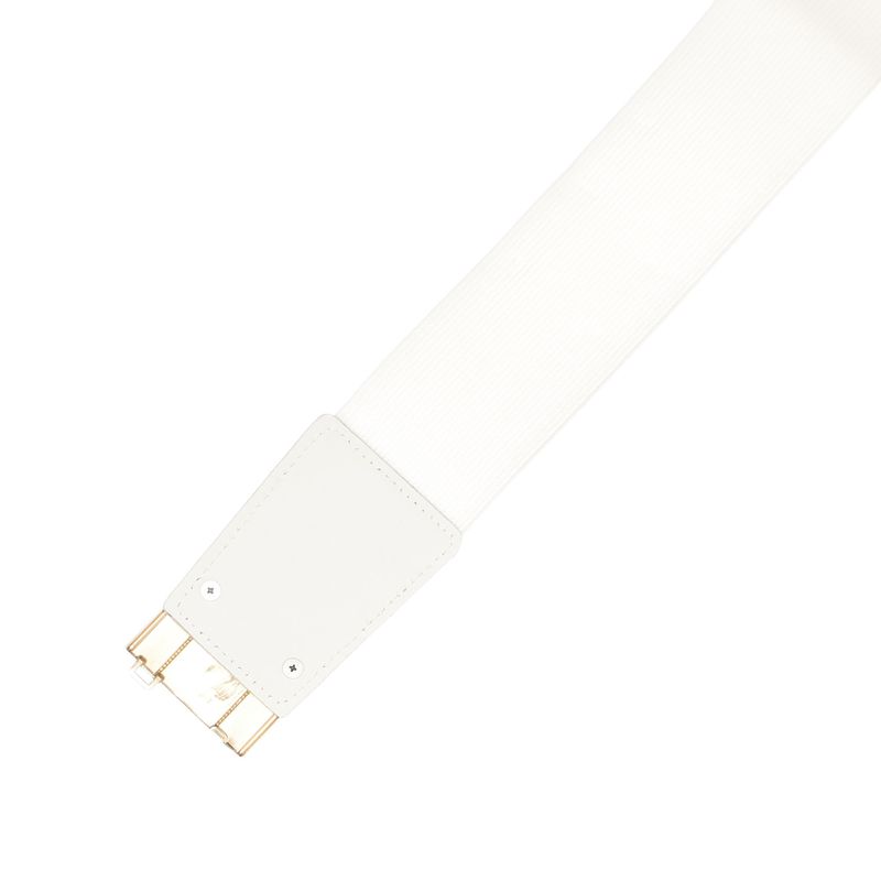 Fashion, accesorii si bijuterii - Femei - Accesorii femei - Curele femei - Curea lata tip centura, de dama, din material eleastic, one size, cu accesoriu metalic, Buticcochet, Alb - CRDD309 - Infinity.ro