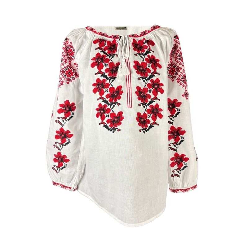 Fashion, accesorii si bijuterii - Femei - Imbracaminte femei - Camasi si bluze femei - Bluza dama tip ie I26 alb/rosu , marimea M - Infinity.ro