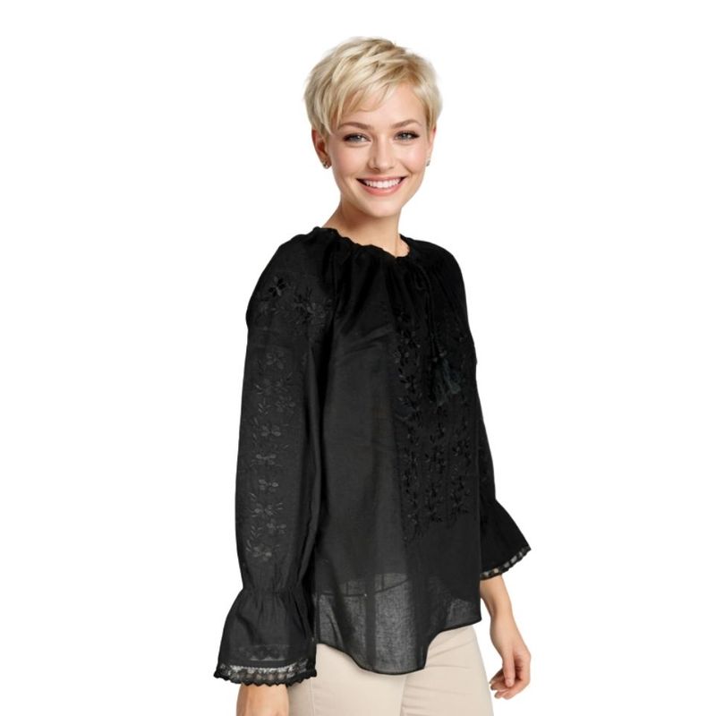 Fashion, accesorii si bijuterii - Femei - Imbracaminte femei - Camasi si bluze femei - Bluza dama RFN 2 negru , marimea L - Infinity.ro