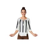 Fashion, accesorii si bijuterii - Femei - Imbracaminte femei - Camasi si bluze femei - Bluza dama RFN 2 alb/negru mahon , marimea 2XL - Infinity.ro