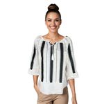 Fashion, accesorii si bijuterii - Femei - Imbracaminte femei - Camasi si bluze femei - Bluza dama RFN 2 alb/negru mahon , marimea 2XL - Infinity.ro