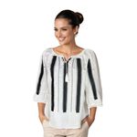 Fashion, accesorii si bijuterii - Femei - Imbracaminte femei - Camasi si bluze femei - Bluza dama RFN 2 alb/negru mahon , marimea 2XL - Infinity.ro