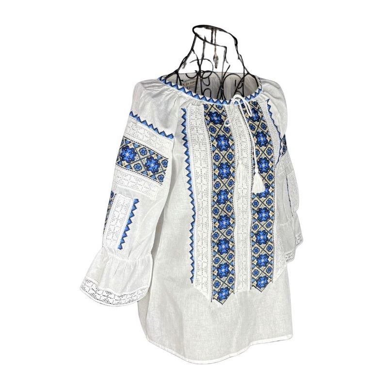 Fashion, accesorii si bijuterii - Femei - Imbracaminte femei - Camasi si bluze femei - Bluza dama RFN 2 alb/albastru marimea S - Infinity.ro