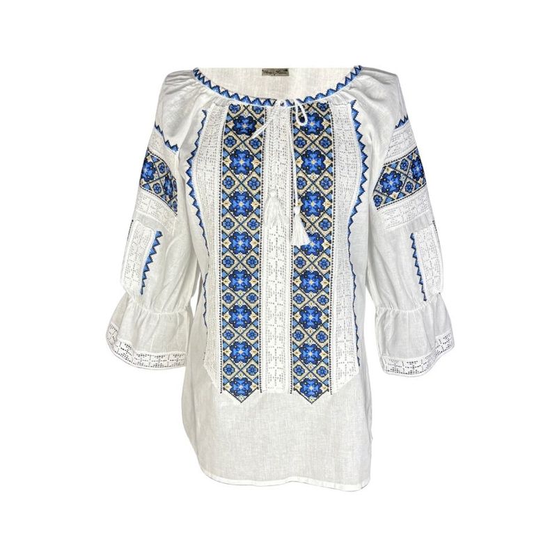 Fashion, accesorii si bijuterii - Femei - Imbracaminte femei - Camasi si bluze femei - Bluza dama RFN 2 alb/albastru marimea S - Infinity.ro