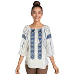 Fashion, accesorii si bijuterii - Femei - Imbracaminte femei - Camasi si bluze femei - Bluza dama RFN 2 alb/albastru , marimea 2XL - Infinity.ro