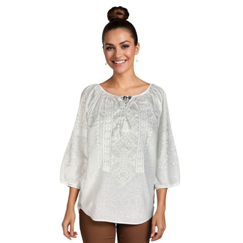 Fashion, accesorii si bijuterii - Femei - Imbracaminte femei - Camasi si bluze femei - Bluza dama RFN 2 alb crystal , marimea XL - Infinity.ro