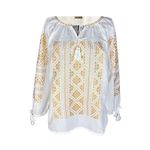 Fashion, accesorii si bijuterii - Femei - Imbracaminte femei - Camasi si bluze femei - Bluza dama RFN 2 alb/bej marimea S - Infinity.ro