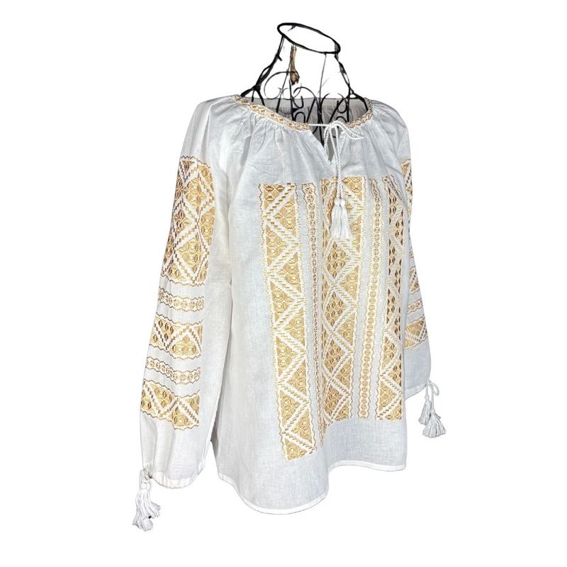 Fashion, accesorii si bijuterii - Femei - Imbracaminte femei - Camasi si bluze femei - Bluza dama RFN 2 alb/bej marimea S - Infinity.ro