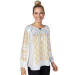 Fashion, accesorii si bijuterii - Femei - Imbracaminte femei - Camasi si bluze femei - Bluza dama RFN 2 alb/bej marimea S - Infinity.ro