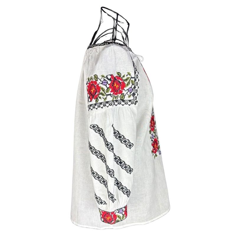 Fashion, accesorii si bijuterii - Femei - Imbracaminte femei - Camasi si bluze femei - Bluza dama RFN 2 alb/verde olive , marimea 3XL - Infinity.ro