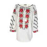 Fashion, accesorii si bijuterii - Femei - Imbracaminte femei - Camasi si bluze femei - Bluza dama RFN 2 alb/verde olive , marimea 3XL - Infinity.ro