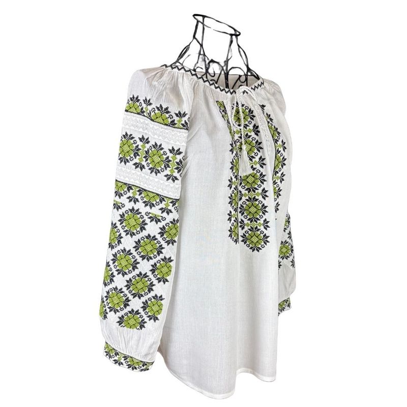 Fashion, accesorii si bijuterii - Femei - Imbracaminte femei - Camasi si bluze femei - Bluza dama tip ie I26 alb/verde marimea S - Infinity.ro