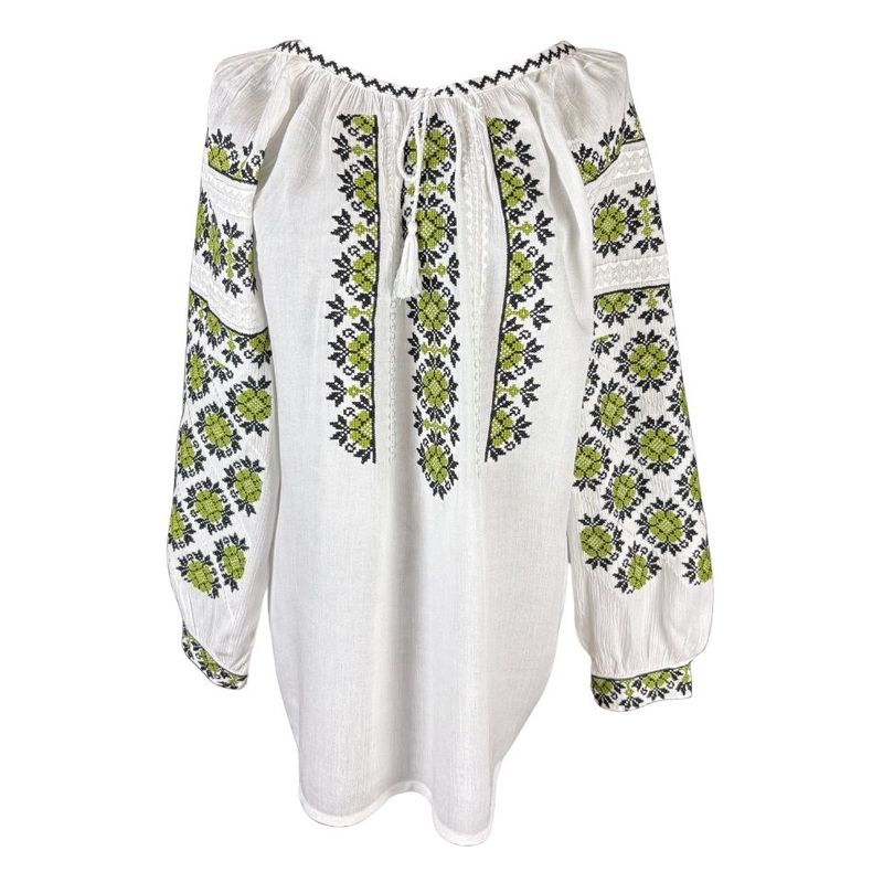 Fashion, accesorii si bijuterii - Femei - Imbracaminte femei - Camasi si bluze femei - Bluza dama tip ie I26 alb/verde marimea S - Infinity.ro