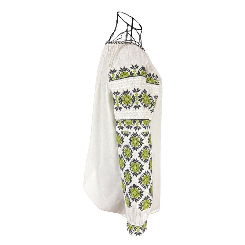 Fashion, accesorii si bijuterii - Femei - Imbracaminte femei - Camasi si bluze femei - Bluza dama tip ie I26 alb/verde marimea S - Infinity.ro