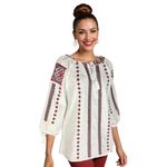 Fashion, accesorii si bijuterii - Femei - Imbracaminte femei - Camasi si bluze femei - Bluza dama DEC alb/rosu bordo , marimea L - Infinity.ro