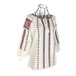 Fashion, accesorii si bijuterii - Femei - Imbracaminte femei - Camasi si bluze femei - Bluza dama DEC alb/rosu bordo , marimea L - Infinity.ro