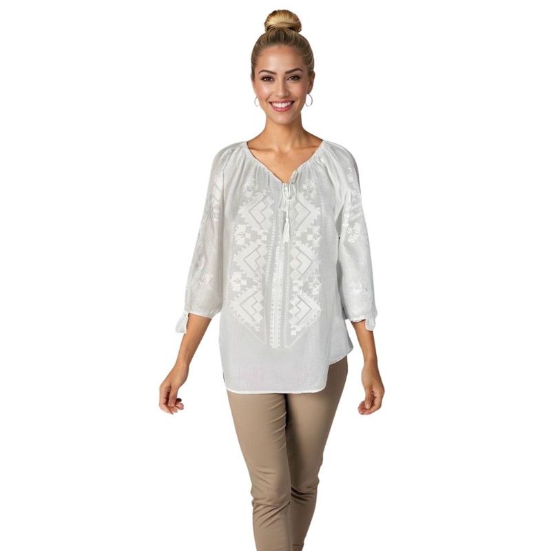Fashion, accesorii si bijuterii - Femei - Imbracaminte femei - Camasi si bluze femei - Bluza dama RSL5 alb crystal marimea S - Infinity.ro