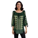 Fashion, accesorii si bijuterii - Femei - Imbracaminte femei - Camasi si bluze femei - Bluza dama RS25 verde/bej , marimea M - Infinity.ro