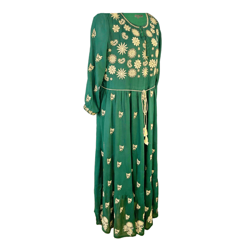 Fashion, accesorii si bijuterii - Femei - Imbracaminte femei - Rochii femei - Rochie dama casual, verde/crem , marimea L - Infinity.ro
