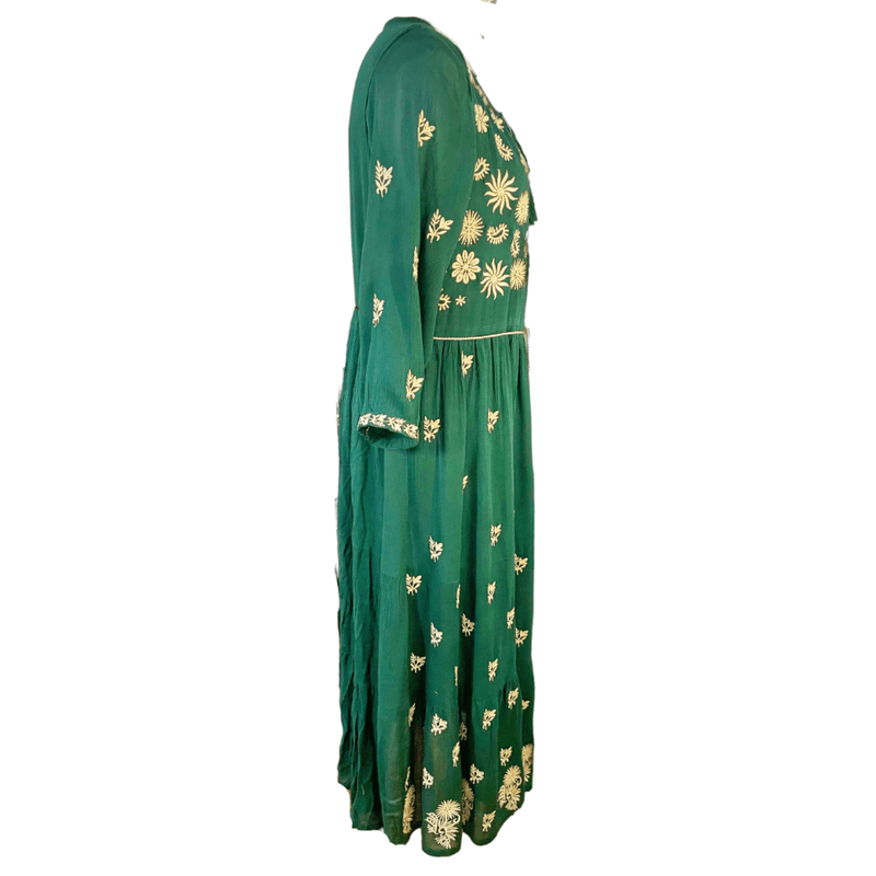 Fashion, accesorii si bijuterii - Femei - Imbracaminte femei - Rochii femei - Rochie dama casual, verde/crem , marimea L - Infinity.ro