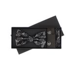 Fashion, accesorii si bijuterii - Barbati - Accesorii barbati - Cravate si papioane barbati - Set 3 piese, papion, butoni si batista, pentru barbati, ButicCochet, Negru - SETP283 - Infinity.ro