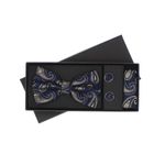 Fashion, accesorii si bijuterii - Barbati - Accesorii barbati - Cravate si papioane barbati - Set 3 piese, papion, butoni si batista, pentru barbati, ButicCochet, Bleumarin - SETP277 - Infinity.ro