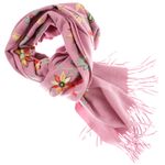 Fashion, accesorii si bijuterii - Femei - Accesorii femei - Esarfe si fulare femei - Esarfa de dama, din lana, Buticcochet, model cu broderie, 70x190 cm, Roz - ES3214 - Infinity.ro