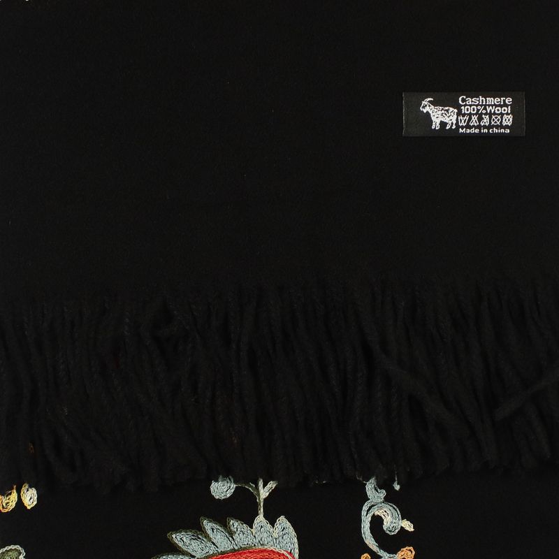 Fashion, accesorii si bijuterii - Femei - Accesorii femei - Esarfe si fulare femei - Esarfa de dama, din lana, Buticcochet, model cu broderie, 70x190 cm, Negru - ES3208 - Infinity.ro