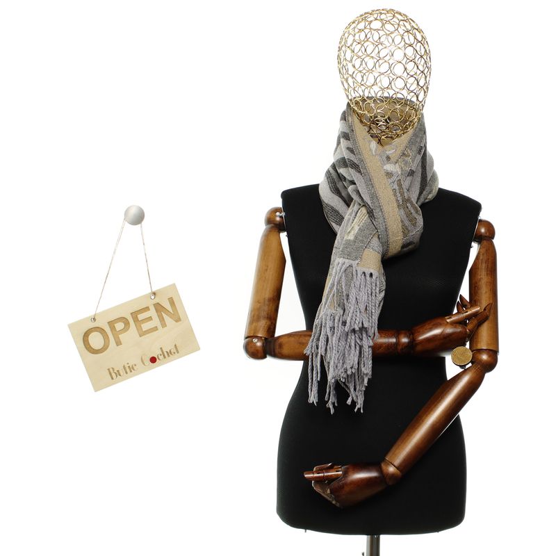 Fashion, accesorii si bijuterii - Femei - Accesorii femei - Esarfe si fulare femei - Esarfa de dama, din lana, Buticcochet, cu model stilizat, 65x190 cm, Multicolor - ES3240 - Infinity.ro