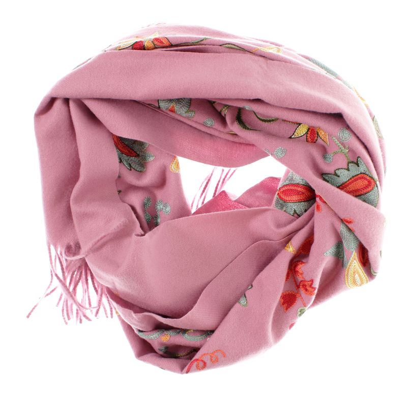Fashion, accesorii si bijuterii - Femei - Accesorii femei - Esarfe si fulare femei - Esarfa de dama, din lana, Buticcochet, model cu broderie, 70x190 cm, Roz - ES3214 - Infinity.ro