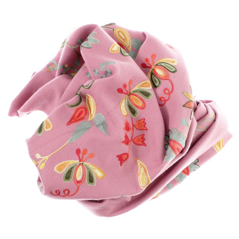 Fashion, accesorii si bijuterii - Femei - Accesorii femei - Esarfe si fulare femei - Esarfa de dama, din lana, Buticcochet, model cu broderie, 70x190 cm, Roz - ES3214 - Infinity.ro