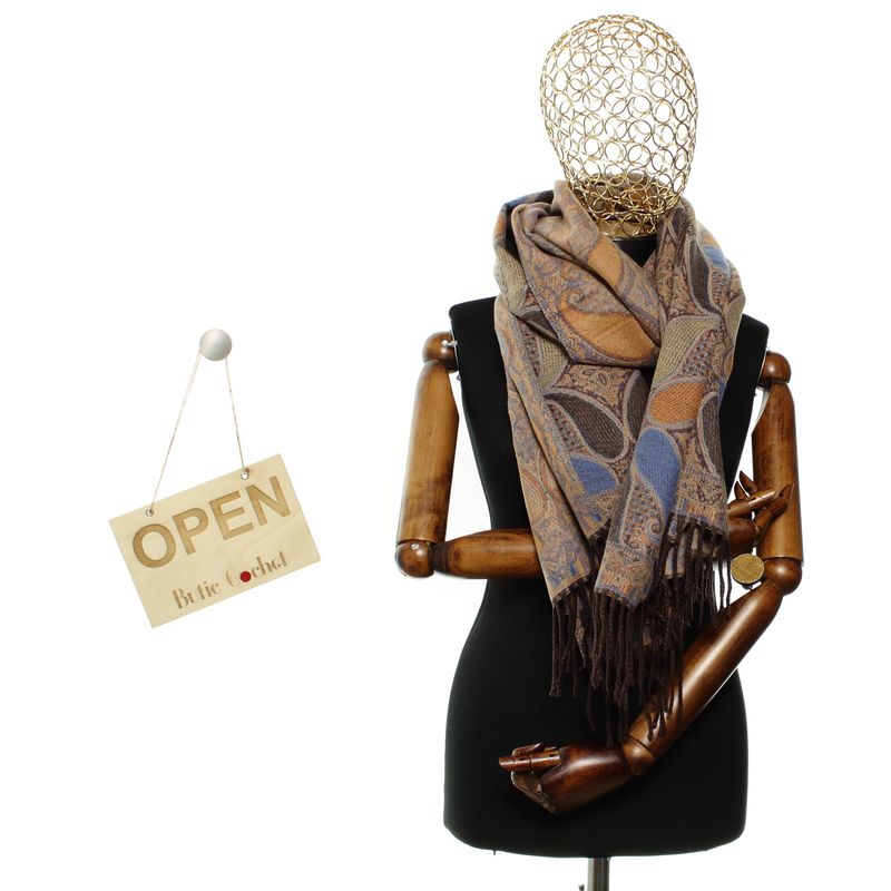 Fashion, accesorii si bijuterii - Femei - Accesorii femei - Esarfe si fulare femei - Esarfa de dama, din lana, Buticcochet, cu model stilizat, 65x190 cm, Multicolor - ES3231 - Infinity.ro