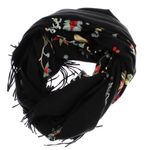 Fashion, accesorii si bijuterii - Femei - Accesorii femei - Esarfe si fulare femei - Esarfa de dama, din lana, Buticcochet, model cu broderie, 70x190 cm, Negru - ES3208 - Infinity.ro