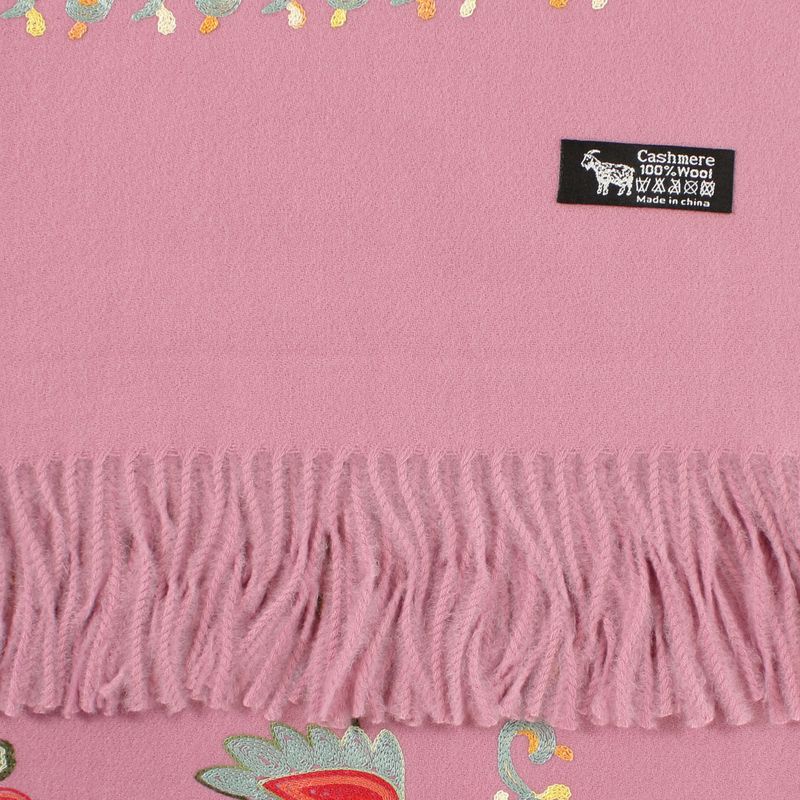 Fashion, accesorii si bijuterii - Femei - Accesorii femei - Esarfe si fulare femei - Esarfa de dama, din lana, Buticcochet, model cu broderie, 70x190 cm, Roz - ES3214 - Infinity.ro