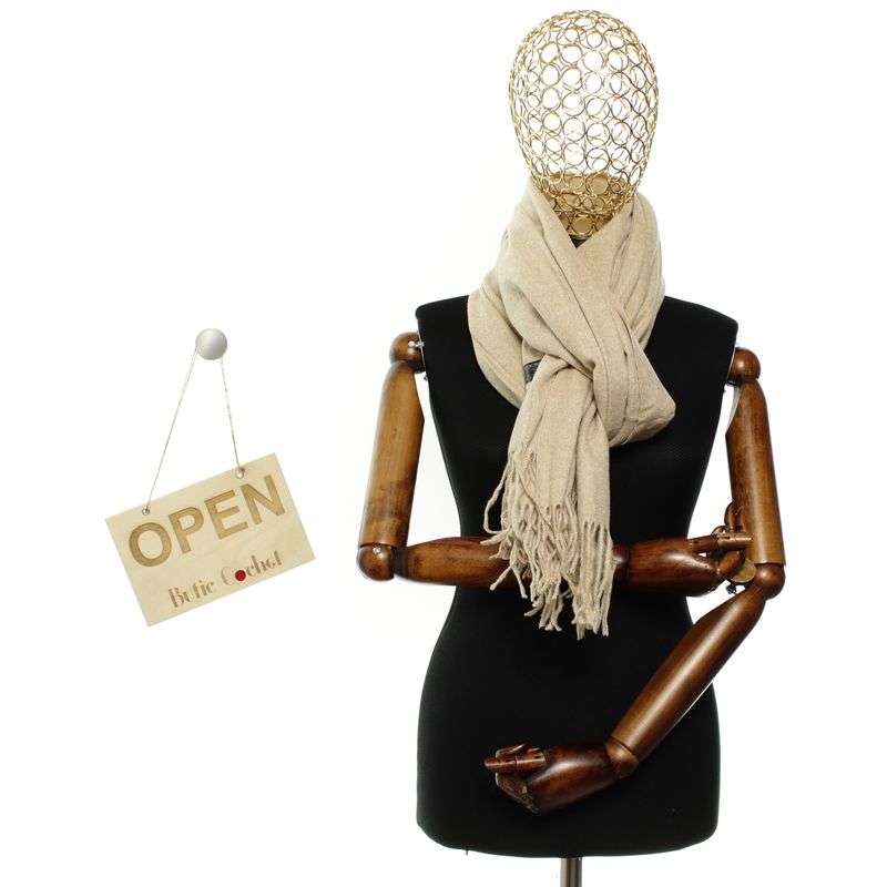 Fashion, accesorii si bijuterii - Femei - Accesorii femei - Esarfe si fulare femei - Esarfa, de dama, Buticcochet, din lana, 72x190 cm, Bej - ES3152 - Infinity.ro