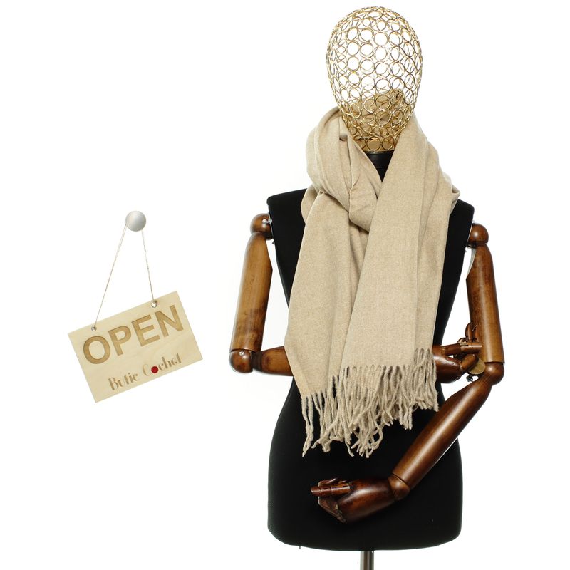 Fashion, accesorii si bijuterii - Femei - Accesorii femei - Esarfe si fulare femei - Esarfa, de dama, Buticcochet, din lana, 72x190 cm, Bej - ES3152 - Infinity.ro