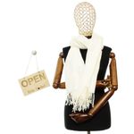 Fashion, accesorii si bijuterii - Femei - Accesorii femei - Esarfe si fulare femei - Esarfa dama, din lana, Buticcochet, 70x190 cm, model cu inimioare, Alb - ES3140 - Infinity.ro