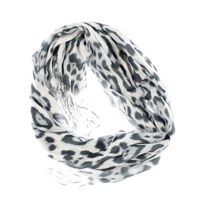Fashion, accesorii si bijuterii - Femei - Accesorii femei - Esarfe si fulare femei - Esarfa de dama, din 30% viscoza 70% poliester, Buticcochet, 75x180 cm, model animal print, Gri - ES3265 - Infinity.ro