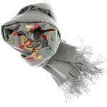 Fashion, accesorii si bijuterii - Femei - Accesorii femei - Esarfe si fulare femei - Esarfa de dama, din lana, Buticcochet, model cu broderie, 70x190 cm, Gri - ES3212 - Infinity.ro