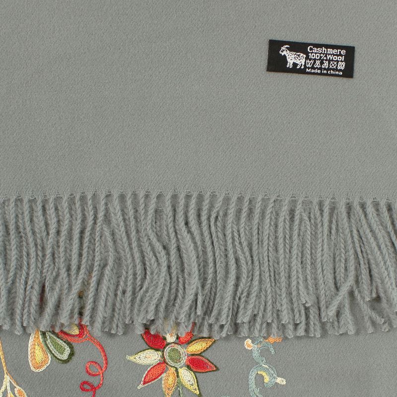 Fashion, accesorii si bijuterii - Femei - Accesorii femei - Esarfe si fulare femei - Esarfa de dama, din lana, Buticcochet, model cu broderie, 70x190 cm, Gri - ES3212 - Infinity.ro