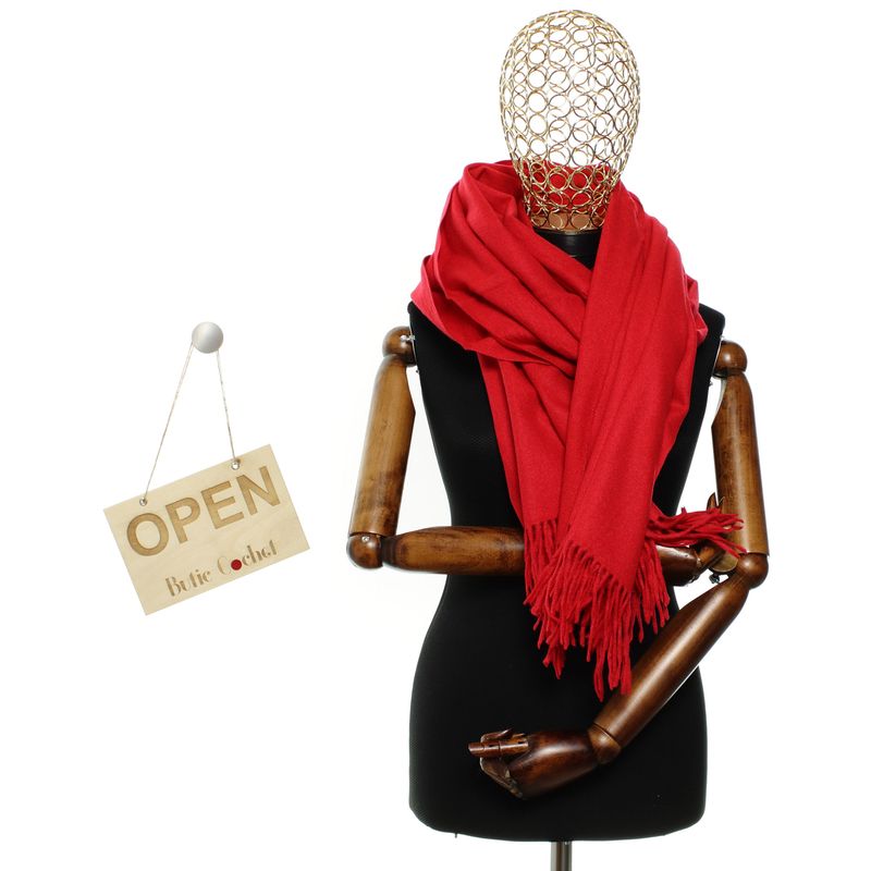 Fashion, accesorii si bijuterii - Femei - Accesorii femei - Esarfe si fulare femei - Esarfa, de dama, Buticcochet, din lana, 72x190 cm, Rosu - ES3150 - Infinity.ro