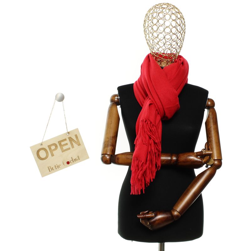 Fashion, accesorii si bijuterii - Femei - Accesorii femei - Esarfe si fulare femei - Esarfa, de dama, Buticcochet, din lana, 72x190 cm, Rosu - ES3150 - Infinity.ro