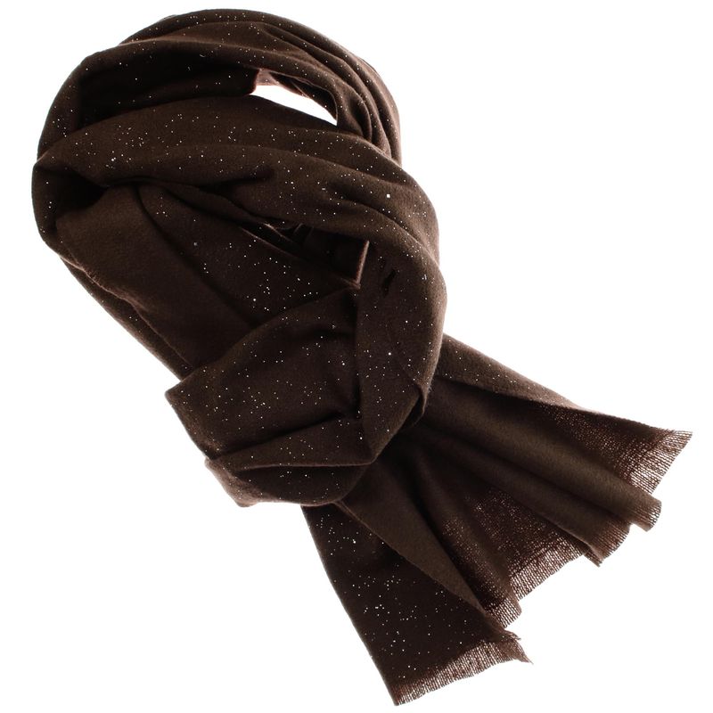 Fashion, accesorii si bijuterii - Femei - Accesorii femei - Esarfe si fulare femei - Esarfa dama, din lana, Buticcochet, 70x190 cm, model cu sclipici, Maro inchis - ES3066 - Infinity.ro