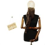 Fashion, accesorii si bijuterii - Femei - Accesorii femei - Esarfe si fulare femei - Esarfa dama, din lana, Buticcochet, 70x190 cm, model cu sclipici, Maro inchis - ES3066 - Infinity.ro