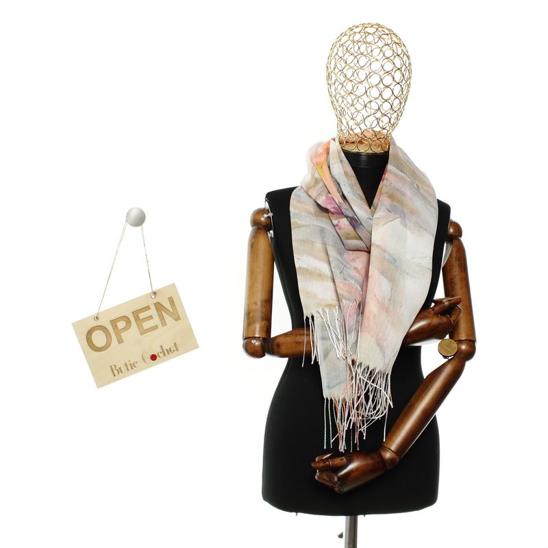 Fashion, accesorii si bijuterii - Femei - Accesorii femei - Esarfe si fulare femei - Esarfa de dama, din 30% viscoza 70% poliester, Buticcochet, 75x180 cm, Multicolor - ES3282 - Infinity.ro