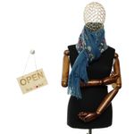 Fashion, accesorii si bijuterii - Femei - Accesorii femei - Esarfe si fulare femei - Esarfa de dama, din lana, Buticcochet, model cu broderie, 70x190 cm, Albastru - ES3219 - Infinity.ro
