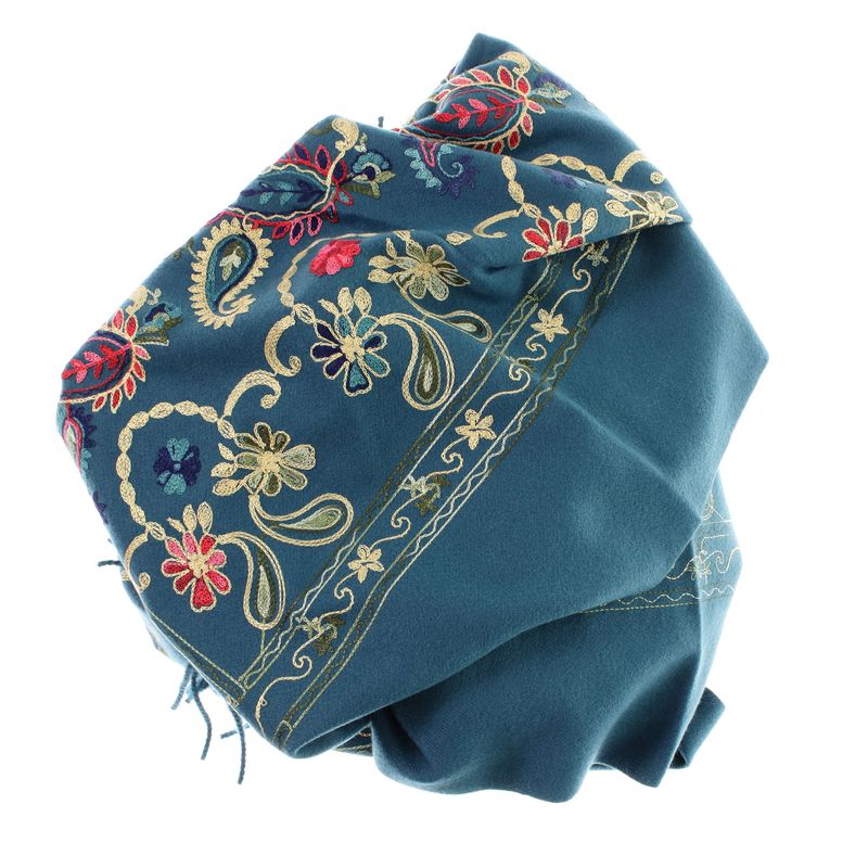 Fashion, accesorii si bijuterii - Femei - Accesorii femei - Esarfe si fulare femei - Esarfa de dama, din lana, Buticcochet, model cu broderie, 70x190 cm, Albastru - ES3219 - Infinity.ro